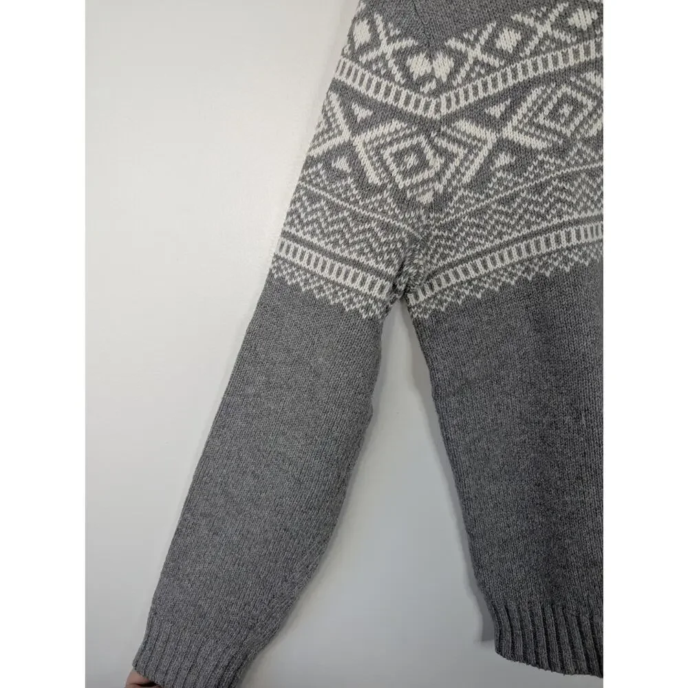 Banana Republic Men's Cotton Wool Blend Fair Isle Shawl Collar Sweater
